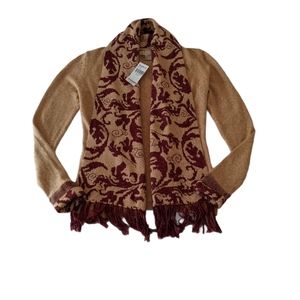 BKE Open Front Cardigan Fringe Boho Comfy Knit